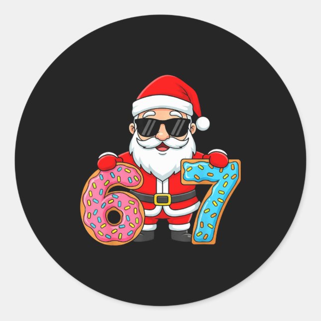 67 Christmas Funny 67 Meme Youth Kids Santa 67  Classic Round Sticker (Front)