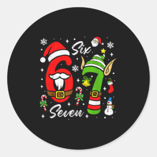67 Christmas Funny 6 7 Meme Six Seven Xmas Boys Ki Classic Round Sticker