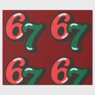 67 Christmas Funny Red & Green Wrapping Paper
