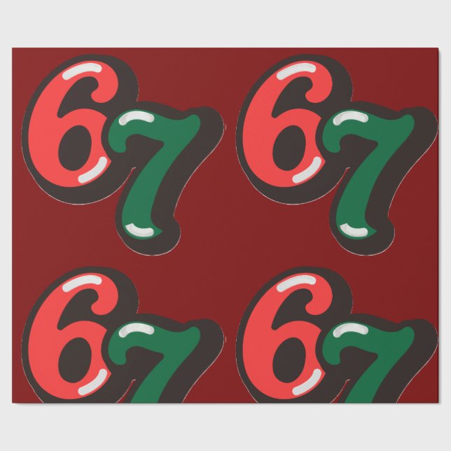 67 Christmas Funny Red & Green Wrapping Paper (Seam)