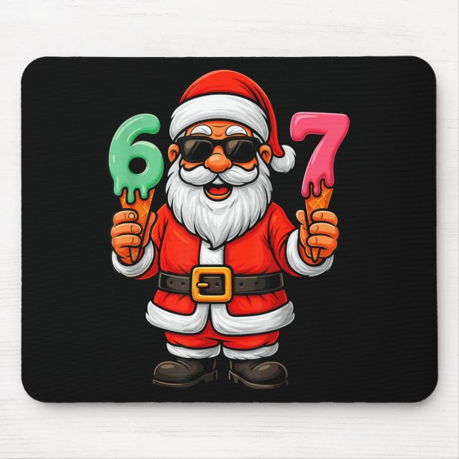 67 Christmas Funny Six Seven Ice Cream Meme 67 Chr Mouse Pad (Front)