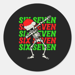67 Christmas Funny Six Seven Meme Brainrot Dabbing Classic Round Sticker