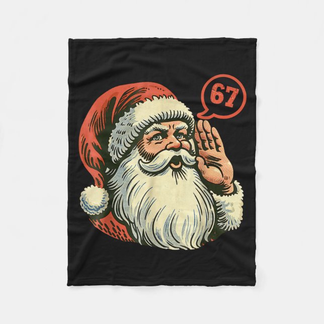 67 Christmas Funny Six Seven Meme Brainrot Santa C Fleece Blanket (Front)