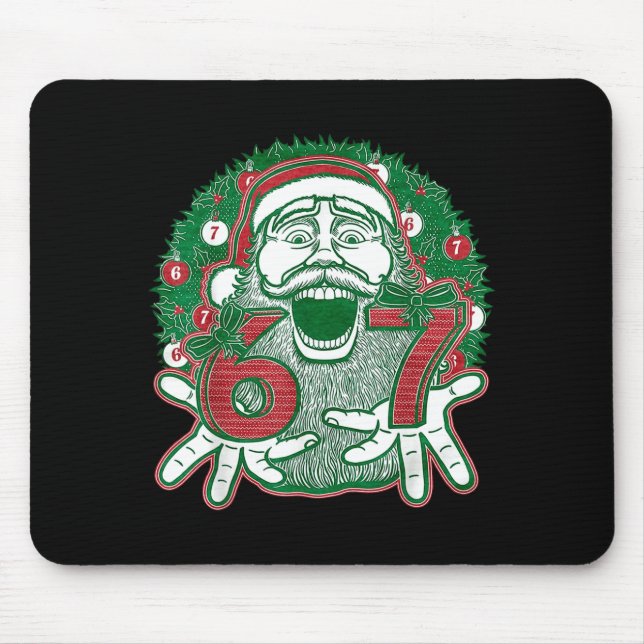 67 Christmas Funny Six Seven Meme Brainrot Santa C Mouse Pad (Front)
