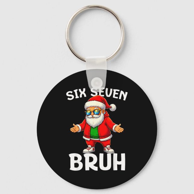 67 Christmas Funny Six Seven Meme Brainrot Santa K Key Ring (Front)