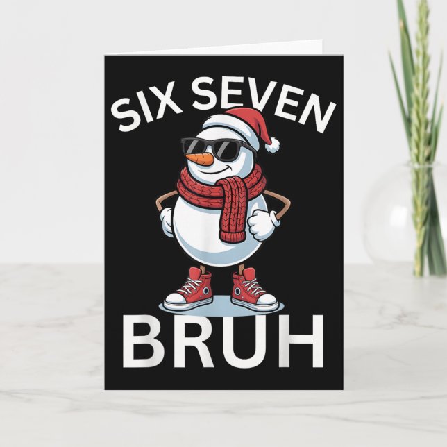 67 Christmas Funny Six Seven Meme Brainrot Snowman Card (Front)