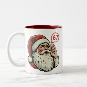 67 Christmas Funny Six Seven Meme Santa Claus Two-Tone Coffee Mug