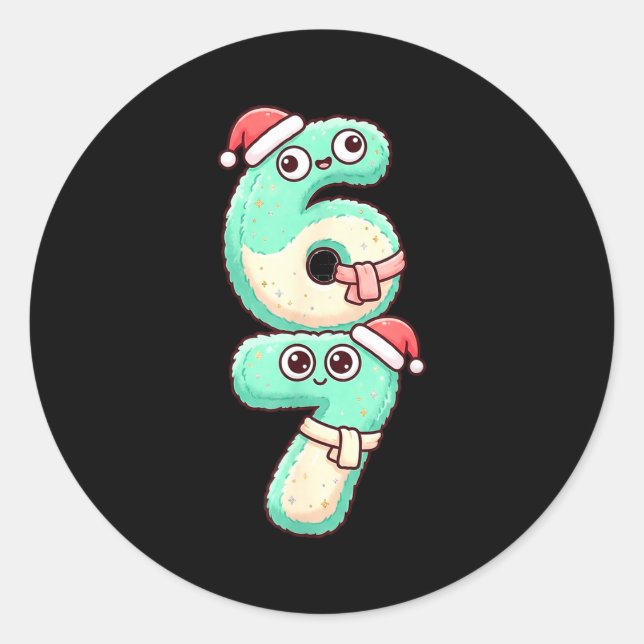67 Christmas Kawaii Pastel Design  Classic Round Sticker (Front)