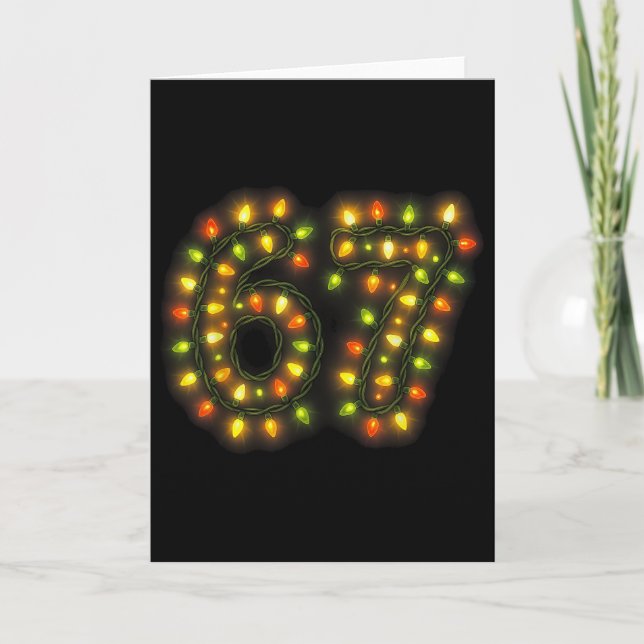 67 Christmas Lights 6 7 Meme Gen Alpha Slang  Card (Front)