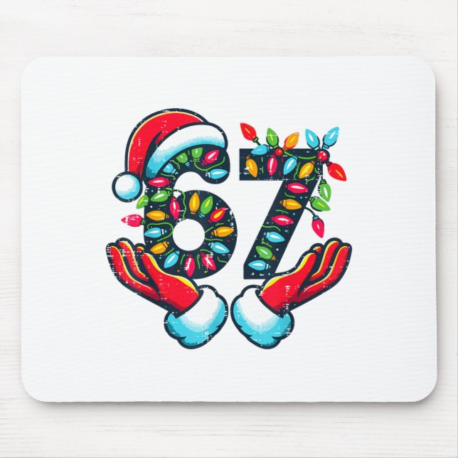 67 Christmas Lights Funny Christmas 6 7 Meme Xmas  Mouse Pad (Front)