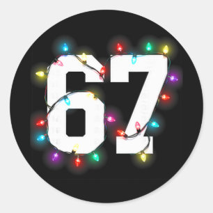 67 Christmas Lights Shirt Six Seven School Number Classic Round Sticker