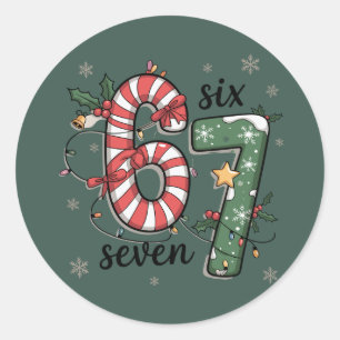 67 Christmas Lights Six Seven Holiday Funny Meme Classic Round Sticker