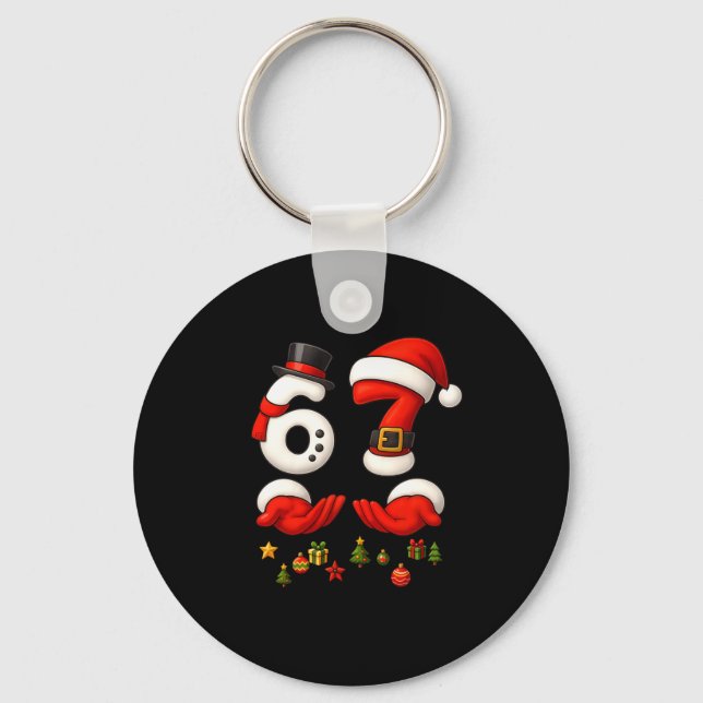 67 Christmas Meme Funny 6 7 Hands Gen Alpha Slang  Key Ring (Front)