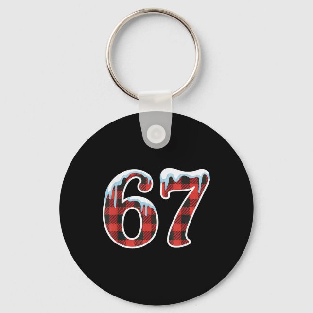 67 Christmas Meme Funny Six Seven Slang  Key Ring (Front)
