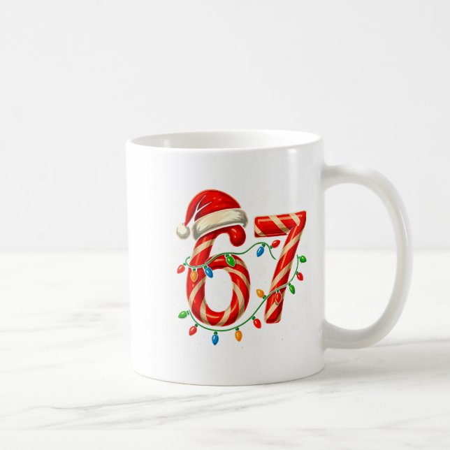 67 Christmas Meme Funny Six Seven Xmas Lights Cand Coffee Mug (Right)