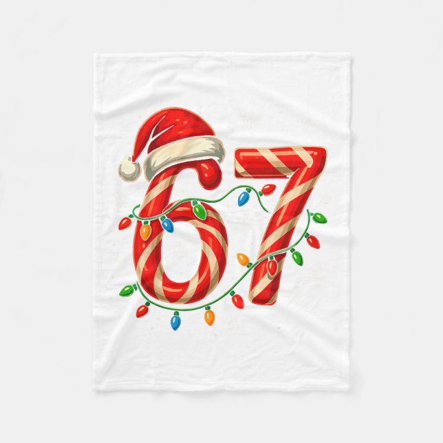 67 Christmas Meme Funny Six Seven Xmas Lights Cand Fleece Blanket (Front)