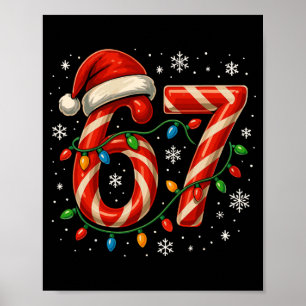 67 Christmas Meme Funny Six Seven Xmas Lights Cand Poster