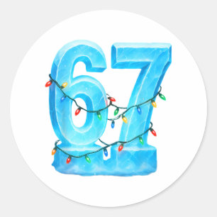 67 Christmas Meme Ice Holiday Pajama 6 7 Classic Round Sticker