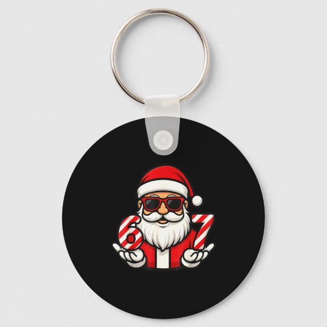 67 Christmas Meme Six Funny Santa  Key Ring (Front)