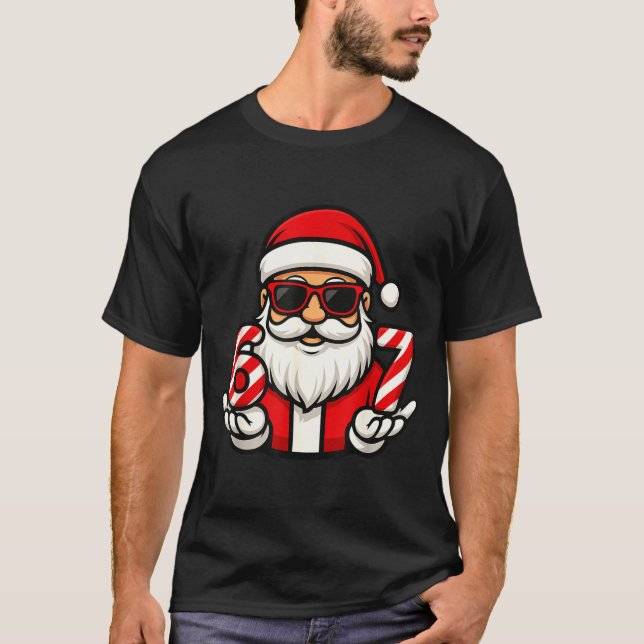 67 Christmas Meme Six Funny Santa  T-Shirt (Front)