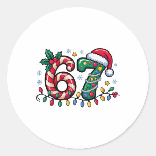 67 Christmas Meme Six Seven Xmas Funny Boys Girls Classic Round Sticker