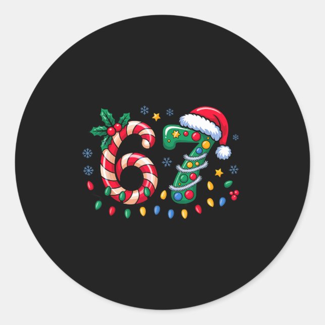 67 Christmas Meme Six Seven Xmas Funny Boys Girls  Classic Round Sticker (Front)
