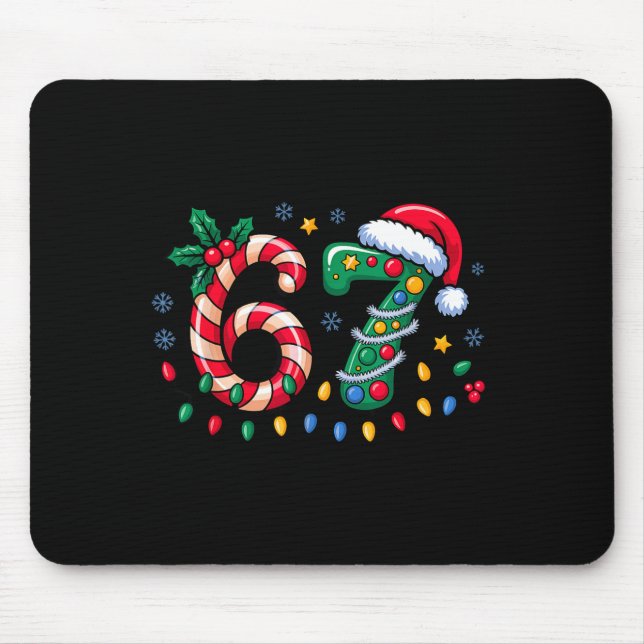 67 Christmas Meme Six Seven Xmas Funny Boys Girls  Mouse Pad (Front)