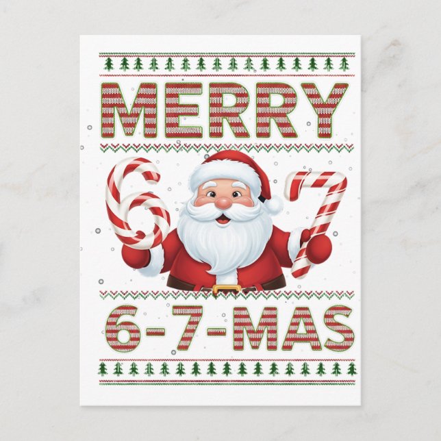 67 Christmas Merry 6 7 Mas Ugly Xmas Six Seven Invitation Postcard (Front)