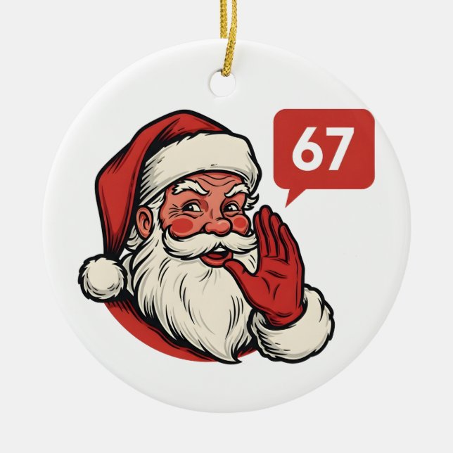 67 Christmas Merry Six Seven Brainrot Santa Claus Ceramic Ornament (Front)