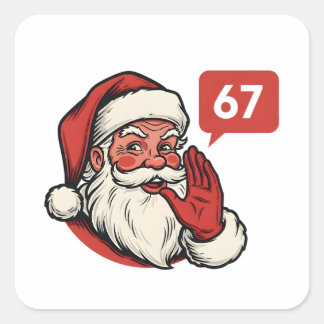 67 Christmas Merry Six Seven Brainrot Santa Claus Square Sticker