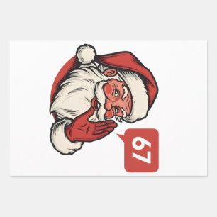67 Christmas Merry Six Seven Brainrot Santa Claus Wrapping Paper Sheet