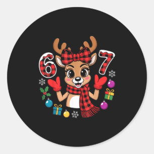 67 Christmas Outfit Women Meme Reindeer Six Seven Classic Round Sticker