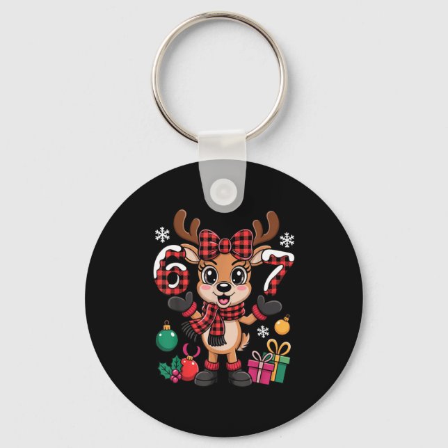 67 Christmas Outfit Women Meme Reindeer Six Seven  Key Ring (Front)