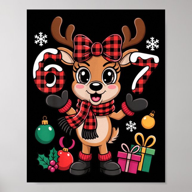 67 Christmas Outfit Women Meme Reindeer Six Seven  Poster (Front)