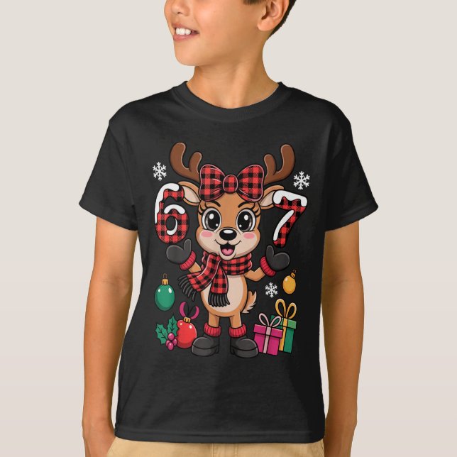 67 Christmas Outfit Women Meme Reindeer Six Seven  T-Shirt (Front)