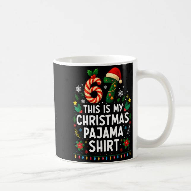 67 Christmas Pajama Shirt 6 7 Funny Meme Teen Boys Coffee Mug (Right)