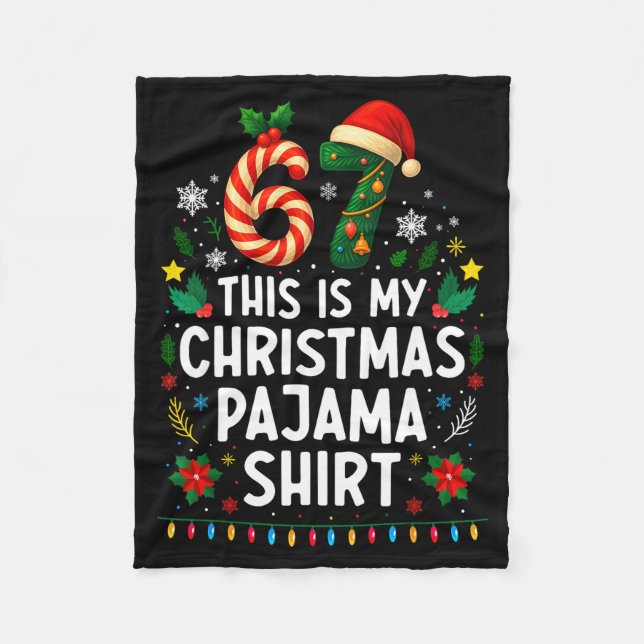 67 Christmas Pajama Shirt 6 7 Funny Meme Teen Boys Fleece Blanket (Front)
