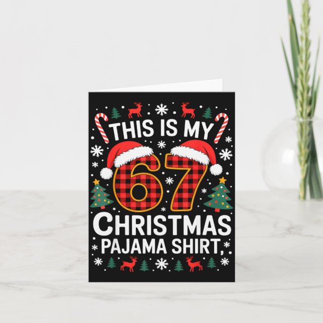 67 Christmas Pajama Shirt Funny Six Seven Meme Bra Card (Front)