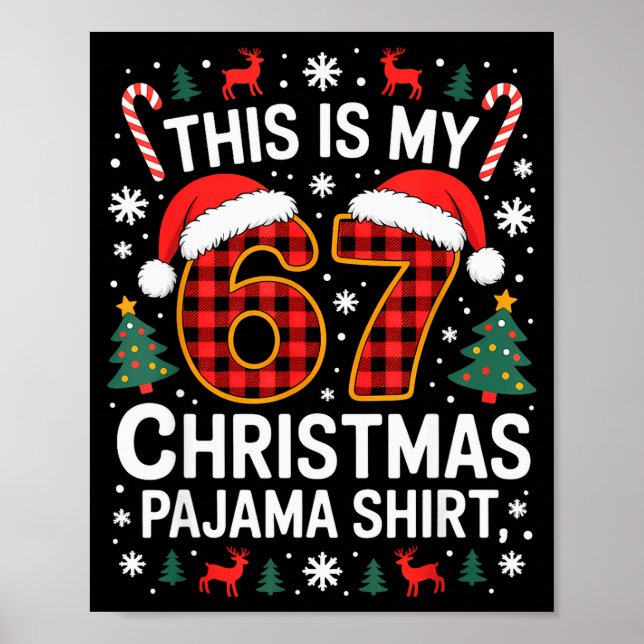 67 Christmas Pajama Shirt Funny Six Seven Meme Bra Poster (Front)