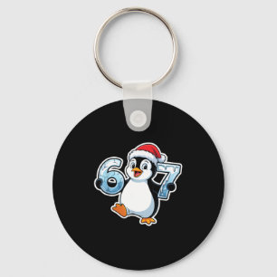 67 Christmas Penguin Santa Hat Birthday Holiday  Key Ring