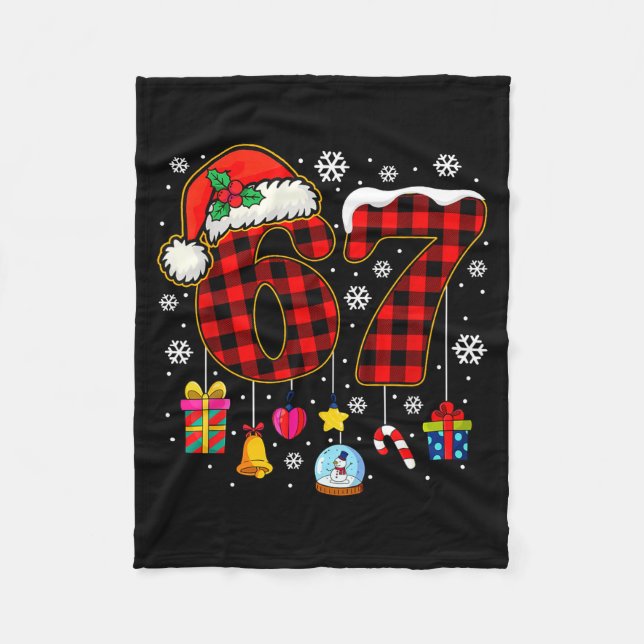 67 Christmas Red Plaid 6 7 Six Seven Boys Christma Fleece Blanket (Front)