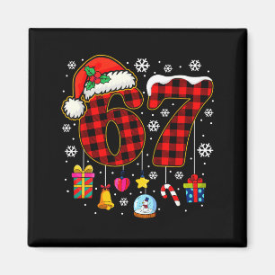 67 Christmas Red Plaid 6 7 Six Seven Boys Christma Magnet