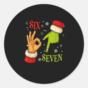 67 Christmas Santa Claus Green 6 7 Internet Meme X Classic Round Sticker