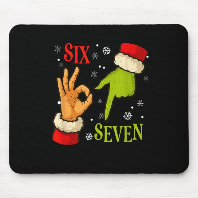 67 Christmas Santa Claus Green 6 7 Internet Meme X Mouse Pad (Front)