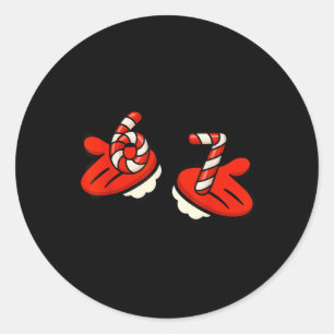 67 Christmas Santa Clause Hands & 6 7 Candy Men Wo Classic Round Sticker