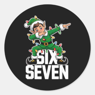 67 Christmas Six Seven 6 7 Meme Funny Dabbing Elf Classic Round Sticker