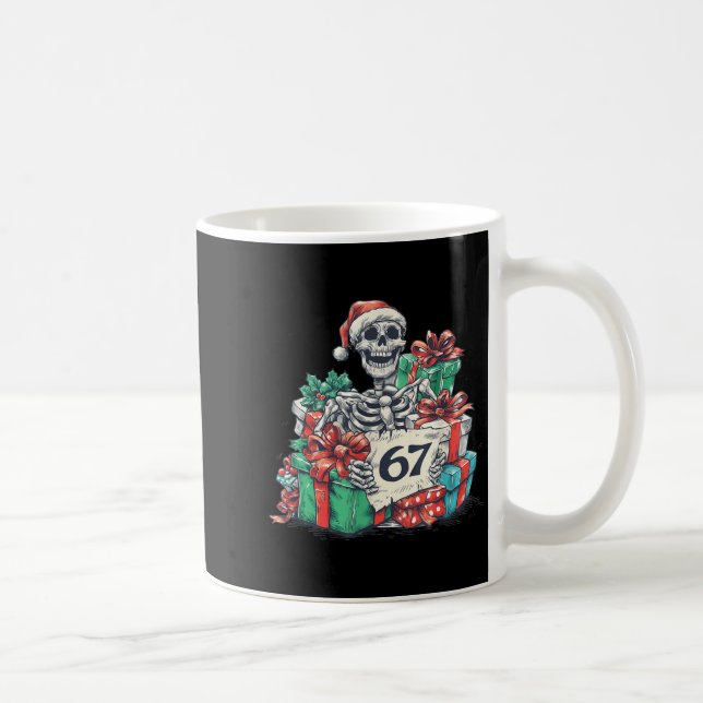 67 Christmas Skeleton Xmas Santa Hat Six Seven Fun Coffee Mug (Right)