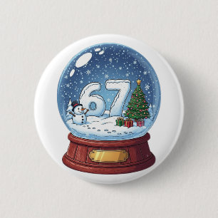 67 Christmas Snow Globe Funny Six Seven Meme 6 Cm Round Badge