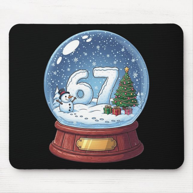67 Christmas Snow Globe Funny Six Seven Meme  Mouse Pad (Front)