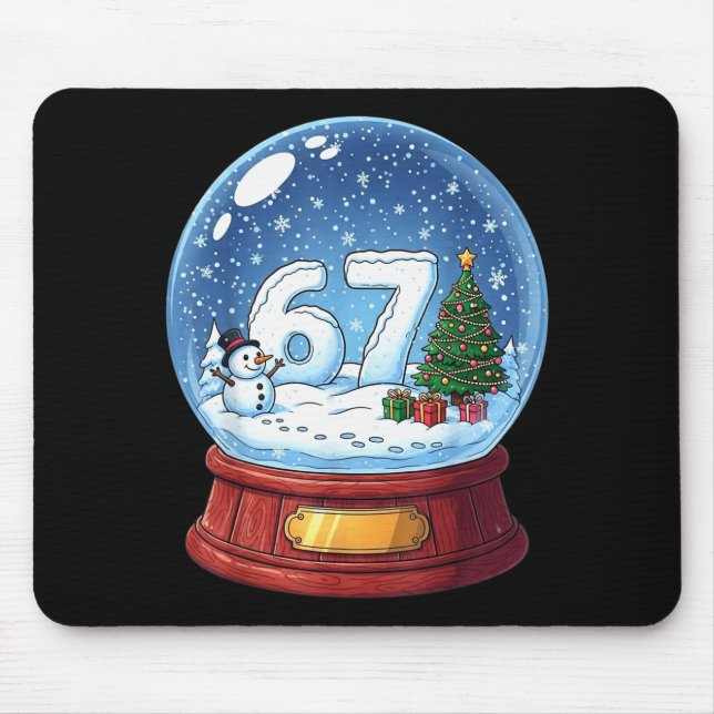 67 Christmas Snow Globe Funny Six Seven Meme  Mouse Pad (Front)